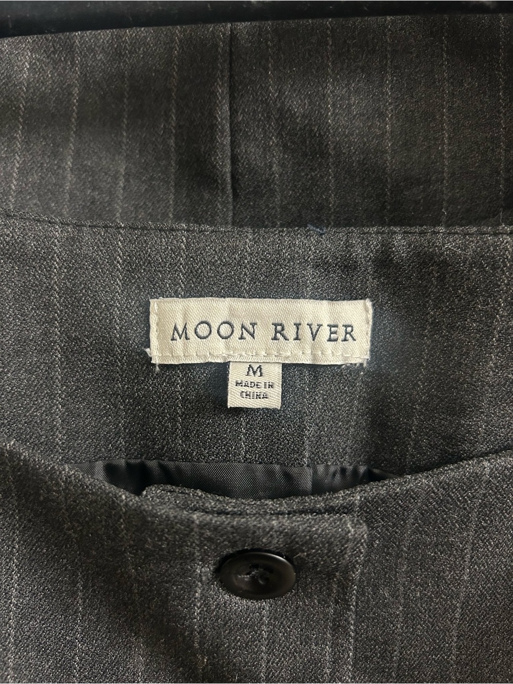Moon River Men's Dark Gray Pinstripe Blazer